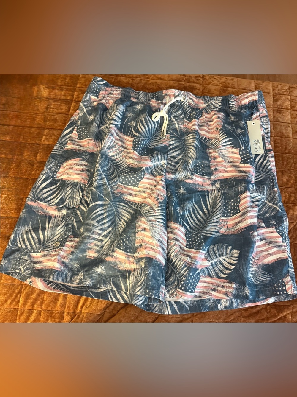 Men's Croft & Barrow Flag & Palm Red, White & Blue  flag and palm. Sz 2XLT NWT